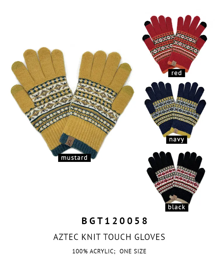 Aztec Knit Touch Gloves