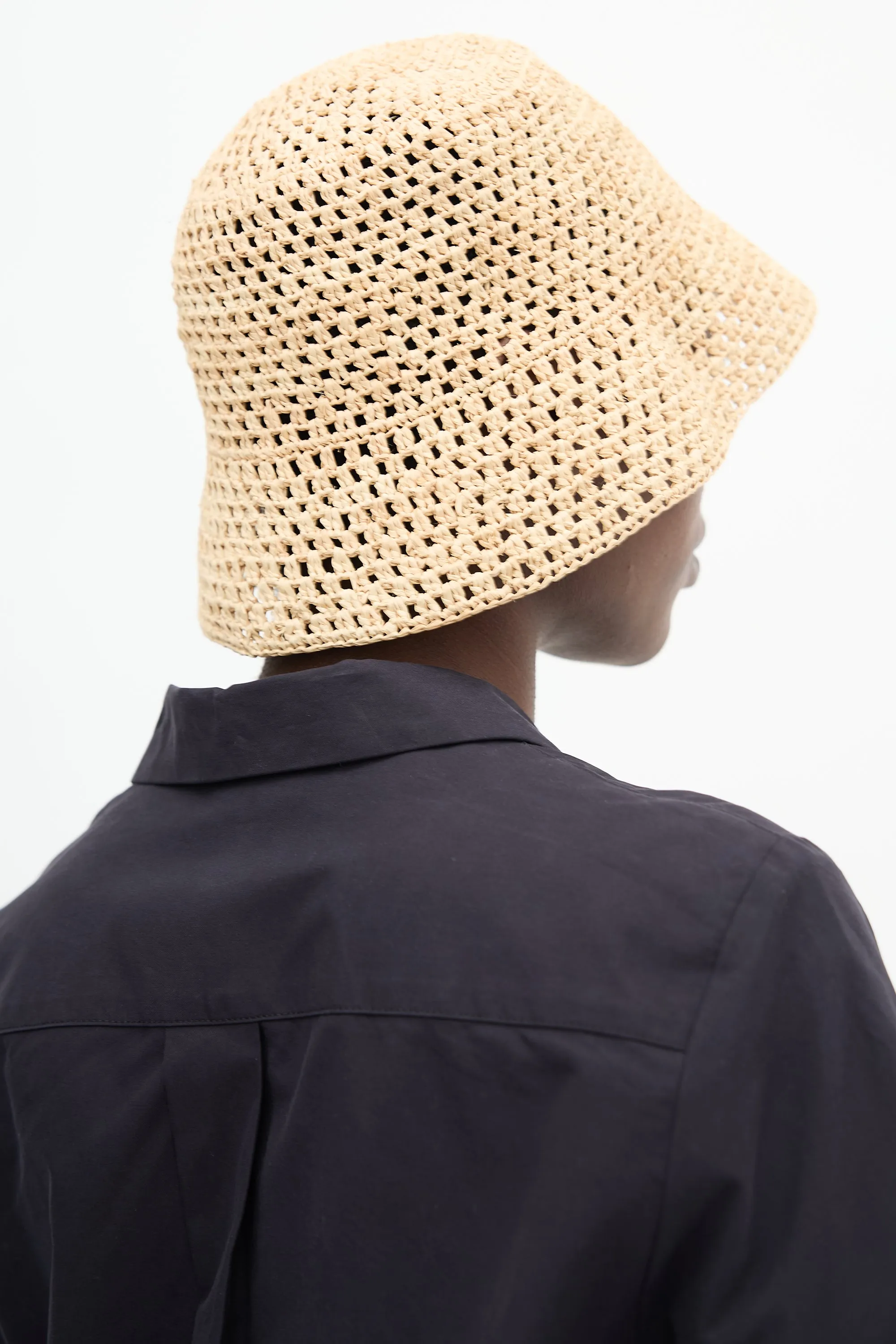 Beige Raffia Jocelyn Bucket Hat