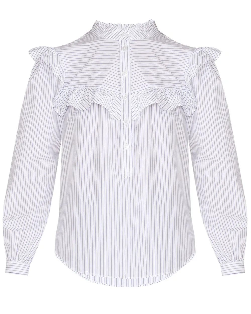 Blue Stripe Quarter Button Sonnet T-Shirt