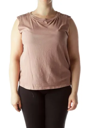 Blush Studded Shoulder Tank Top