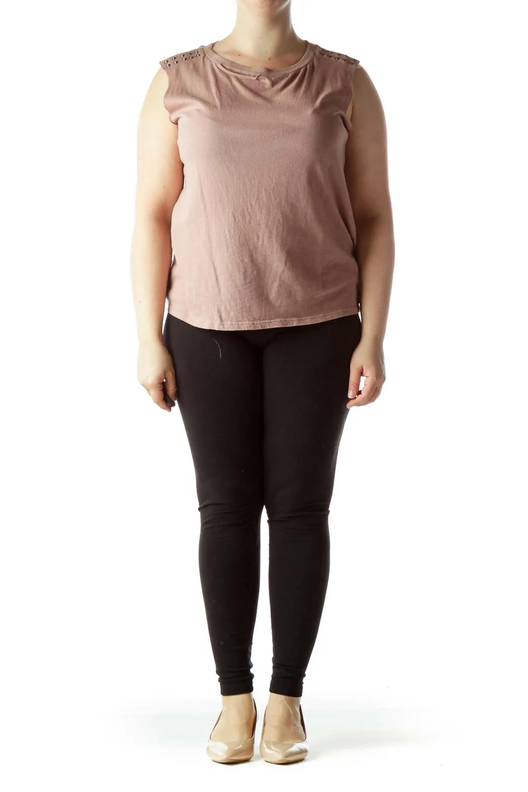 Blush Studded Shoulder Tank Top