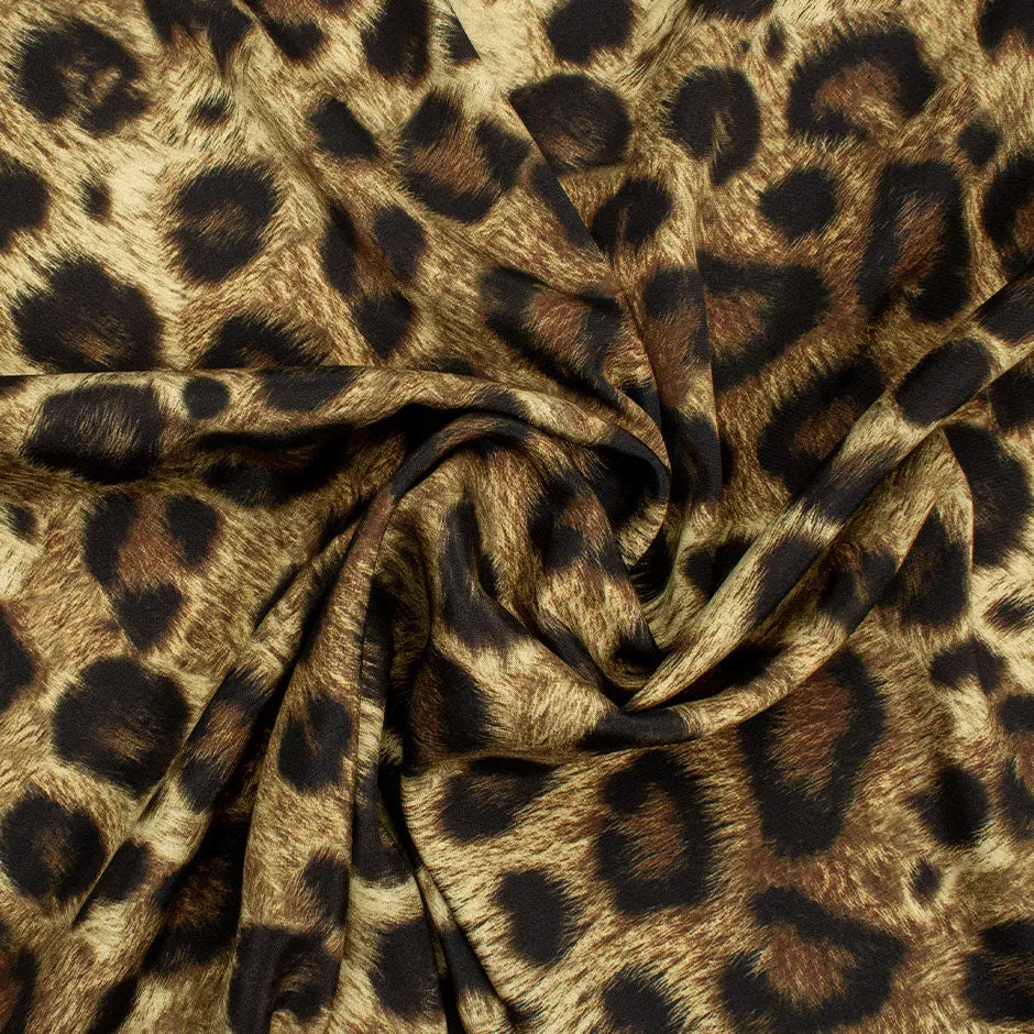 Brown Animal Printed Stretch Silk Crêpe (A 2m Piece)