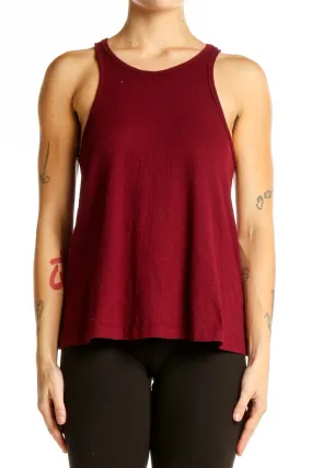 Burgundy Ribbed Sleeveless Tank Top