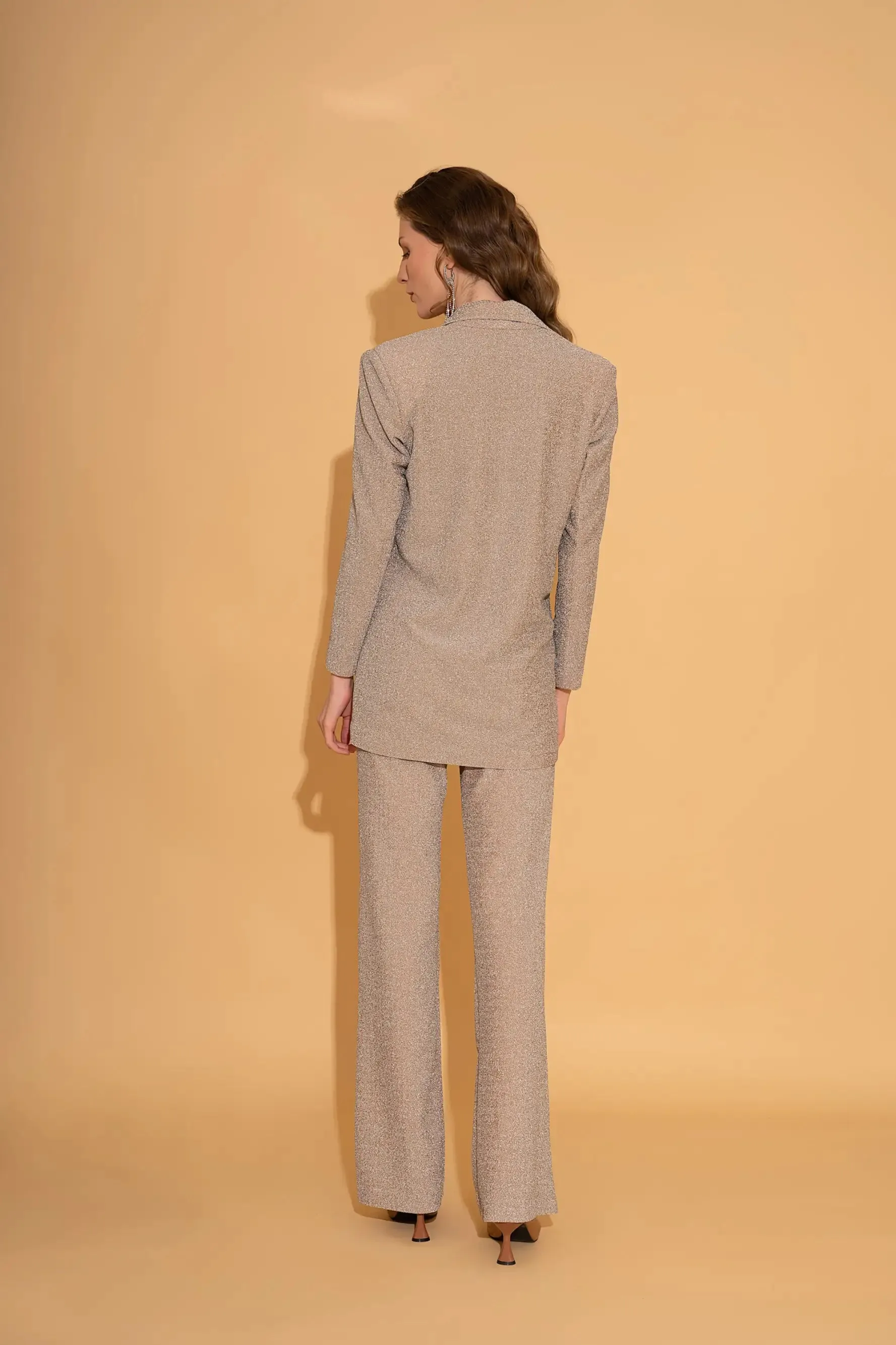 Champagne Shimmer Blazer and Pants Co-ord Set