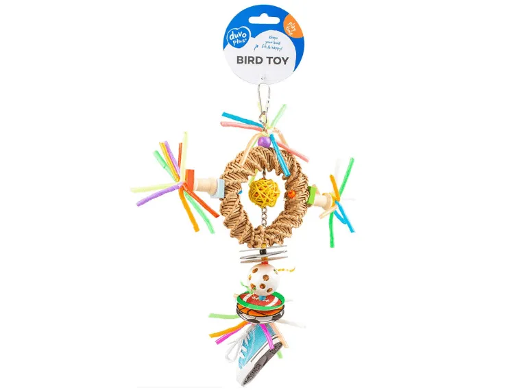 Colourful round pendant in straw 35x20x5,5CM Multicolour