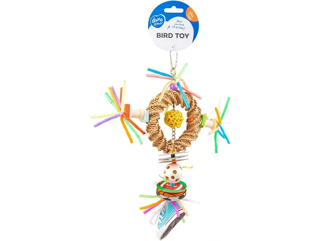 Colourful round pendant in straw 35x20x5,5CM Multicolour
