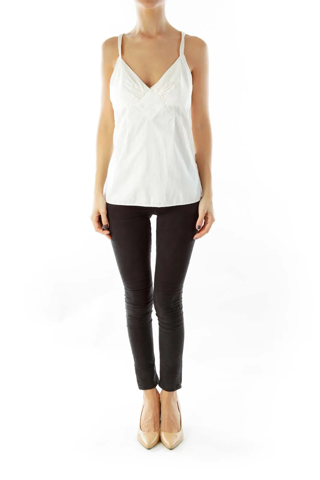 Cream V-Neck Tank Top