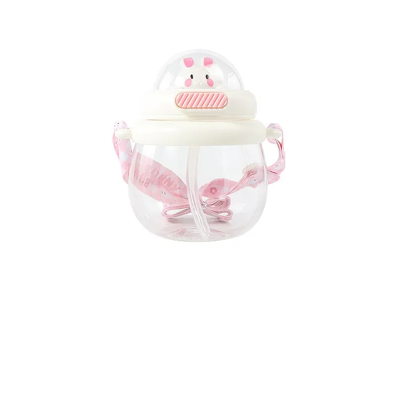 Cute Pink Bunny Space Cup With Straw