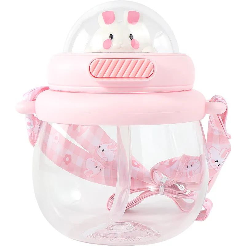 Cute Pink Bunny Space Cup With Straw