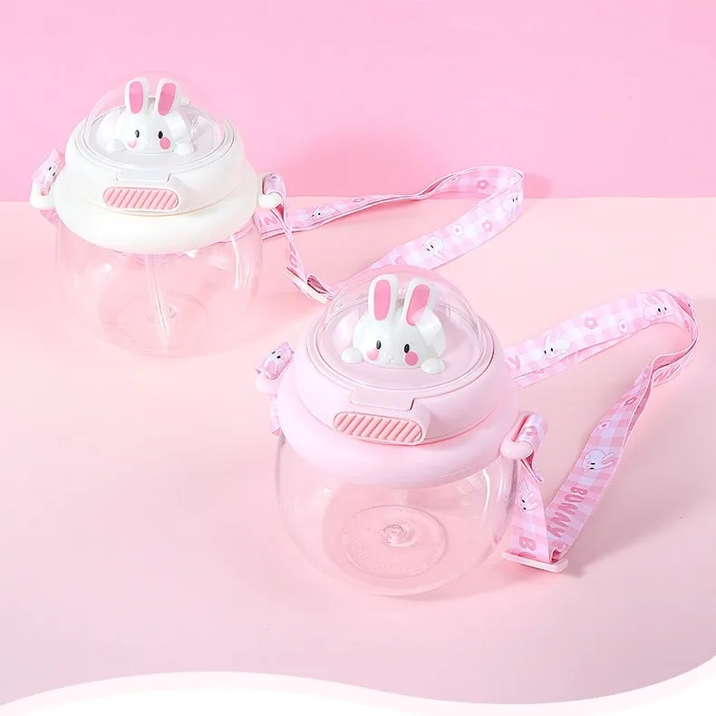 Cute Pink Bunny Space Cup With Straw