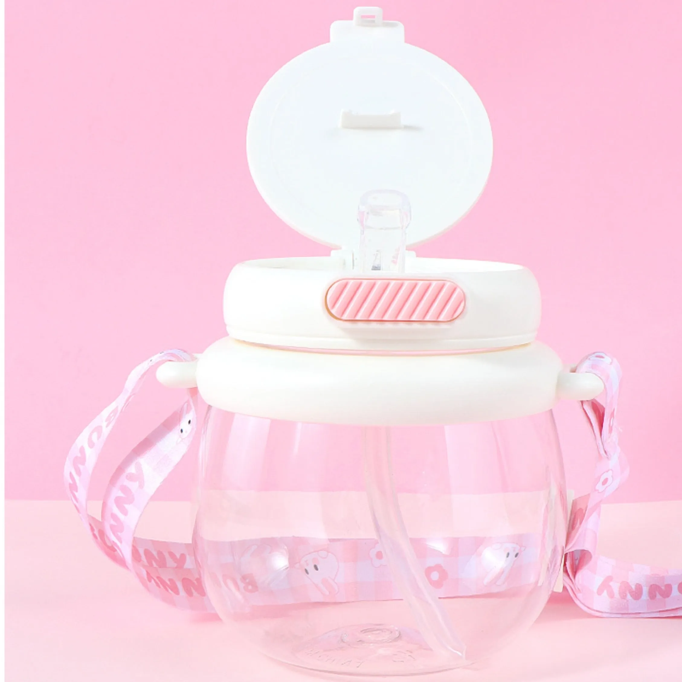 Cute Pink Bunny Space Cup With Straw