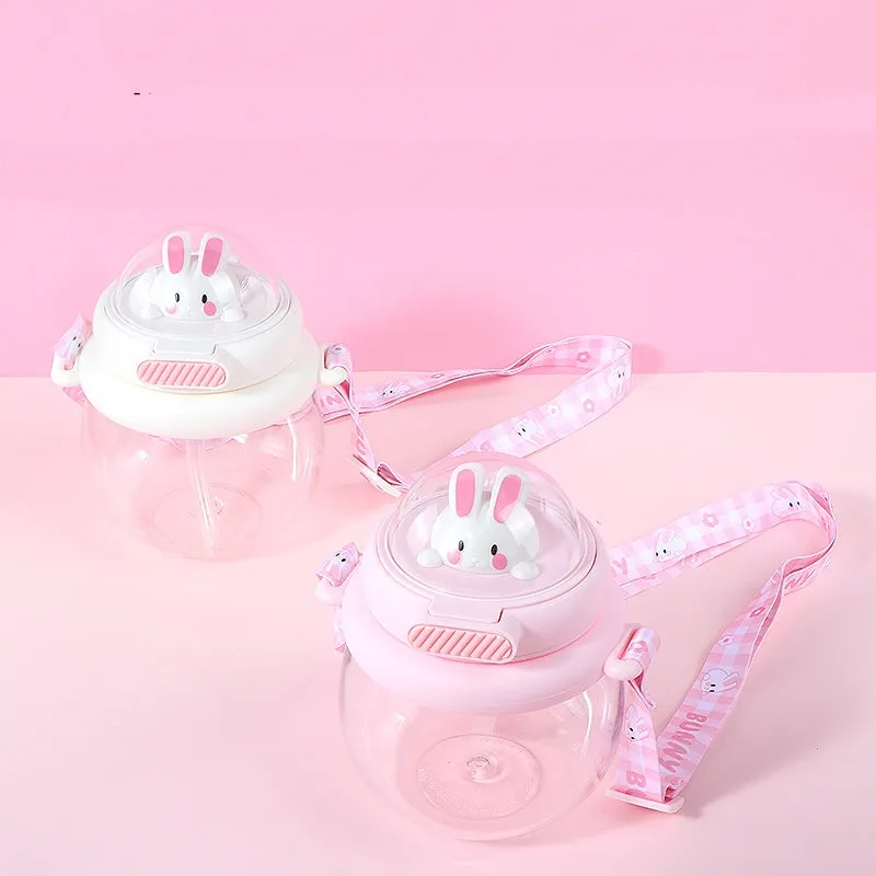 Cute Pink Bunny Space Cup With Straw