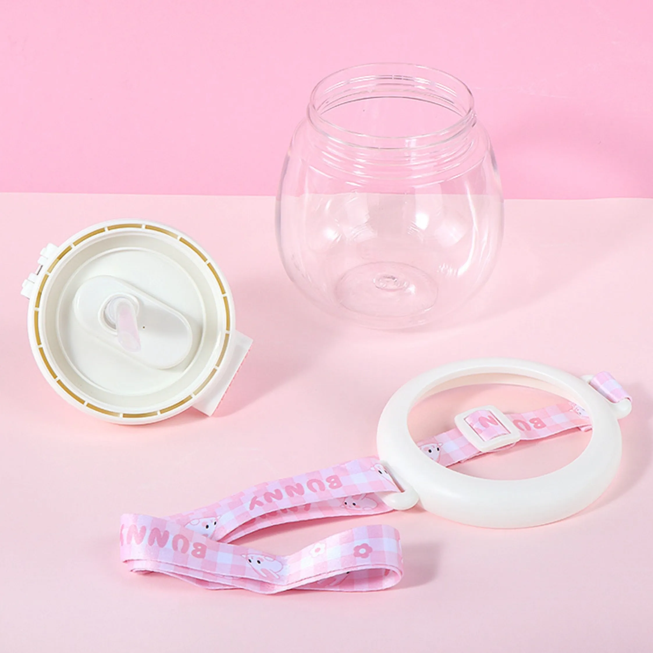 Cute Pink Bunny Space Cup With Straw