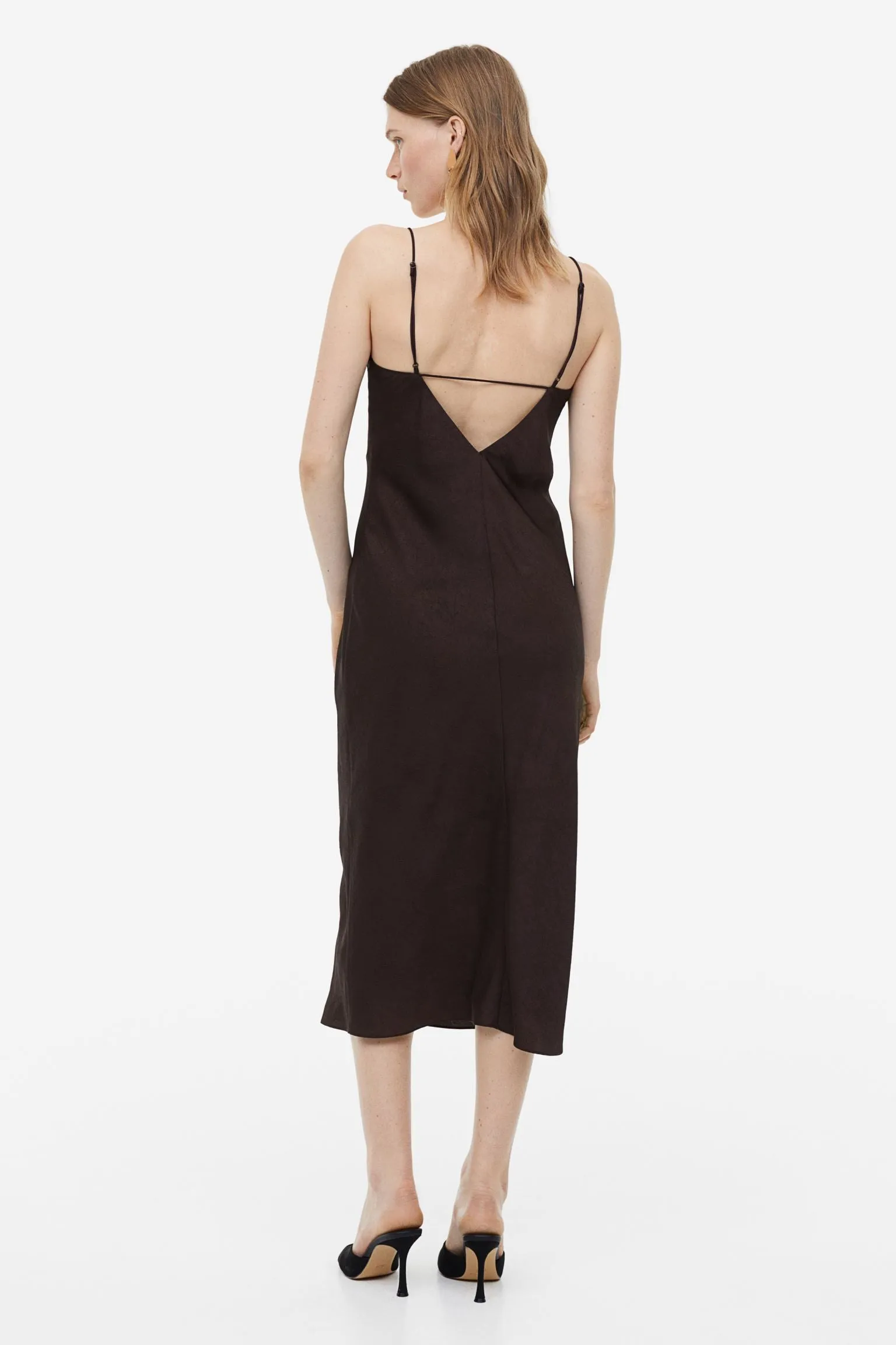 H&M V-neck Slip dress, dark brown