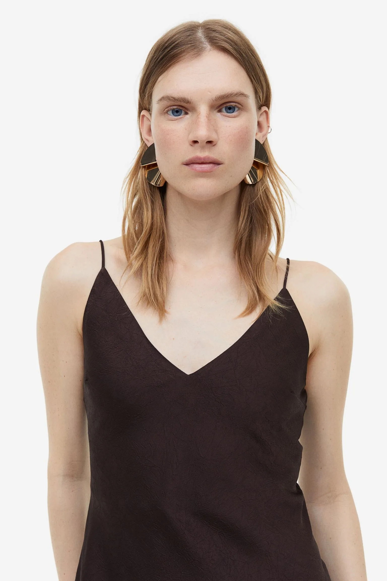 H&M V-neck Slip dress, dark brown
