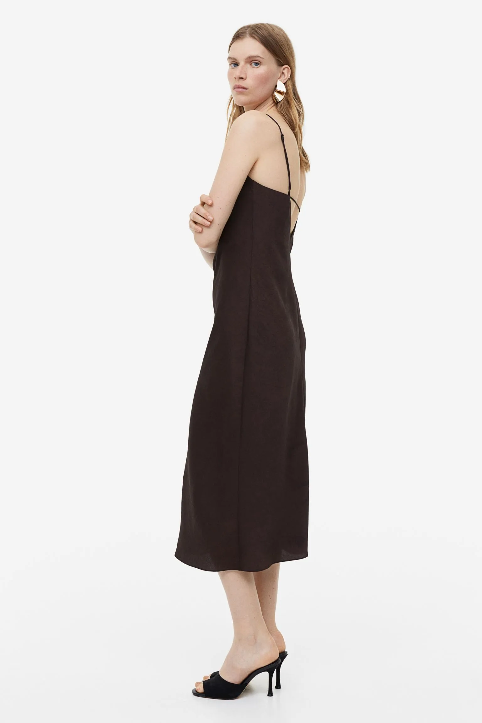 H&M V-neck Slip dress, dark brown
