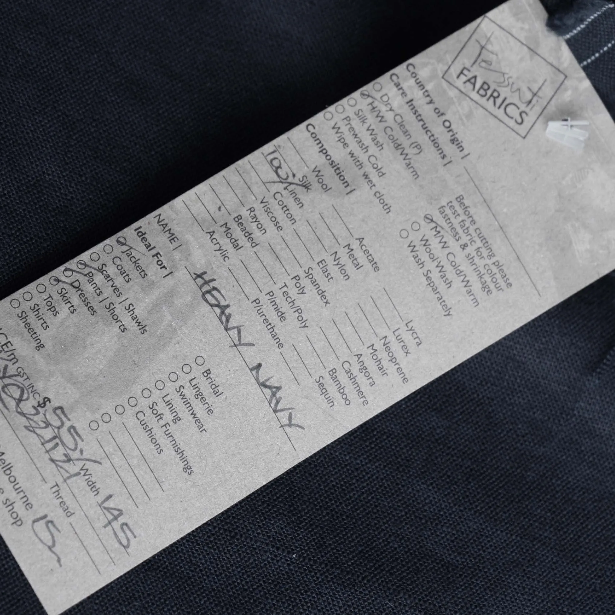 Heavy Navy Linen
