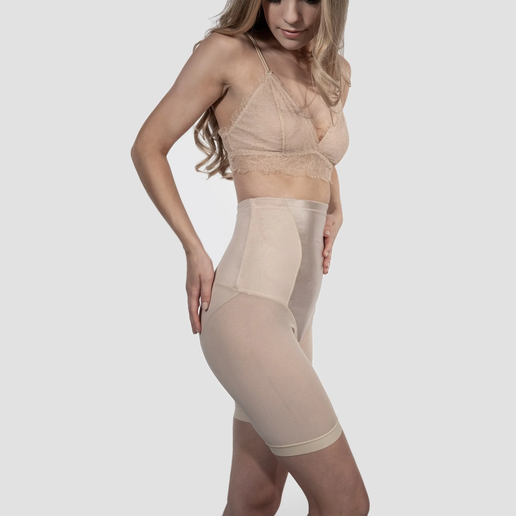 High Waisted Compression Shorts - Nude