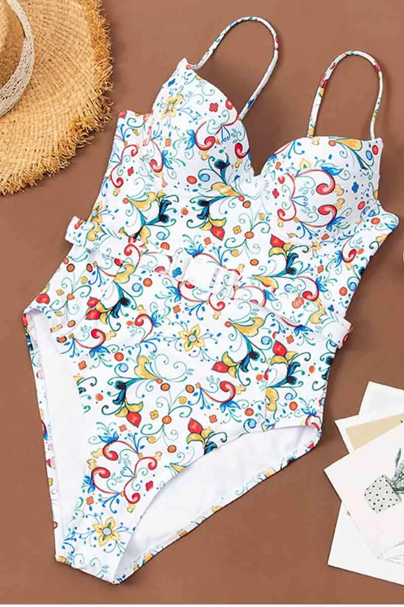 hulianfu Bicolor Belt Swimsuit(5 colors)