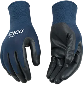 Kinco 1890 Navy Blue 13-Gauge Polyester Knit Shell Black Smooth Nitrile Coated Palm Polyester and Elastic Knit Wrist Gloves (One Dozen)