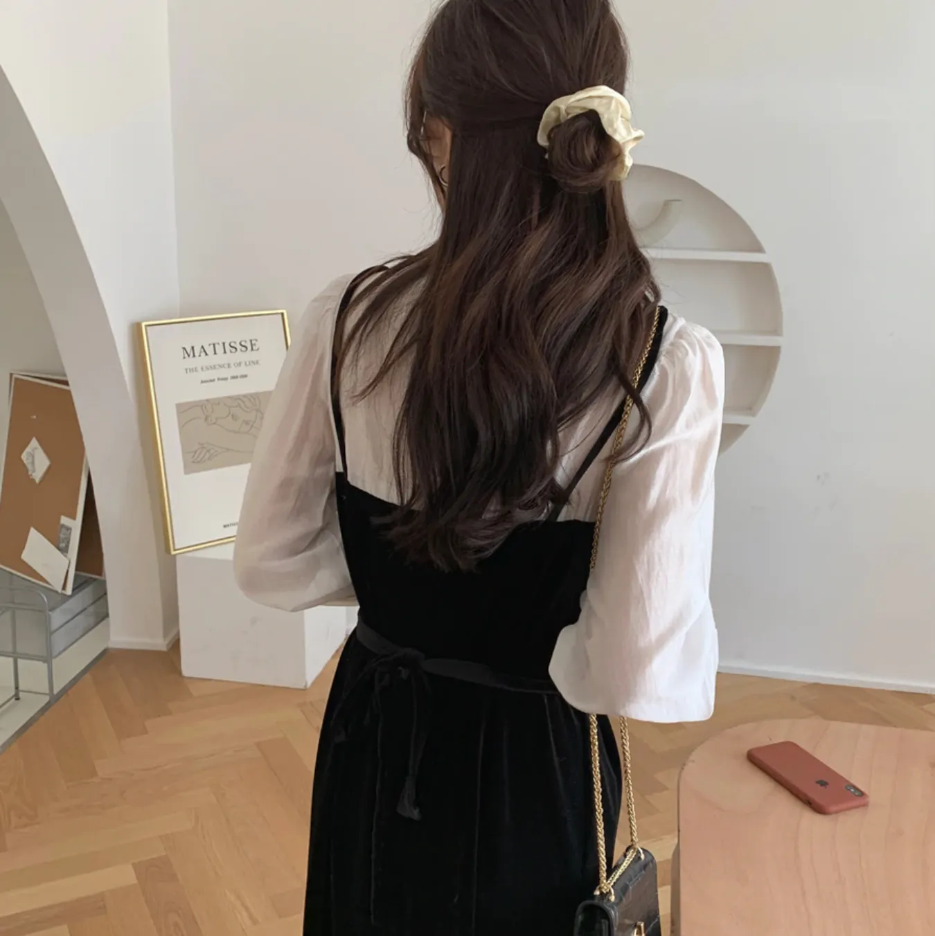 [Korean Style]  Ginnet Ruffle Blouse Slip Dress 2 pc Set