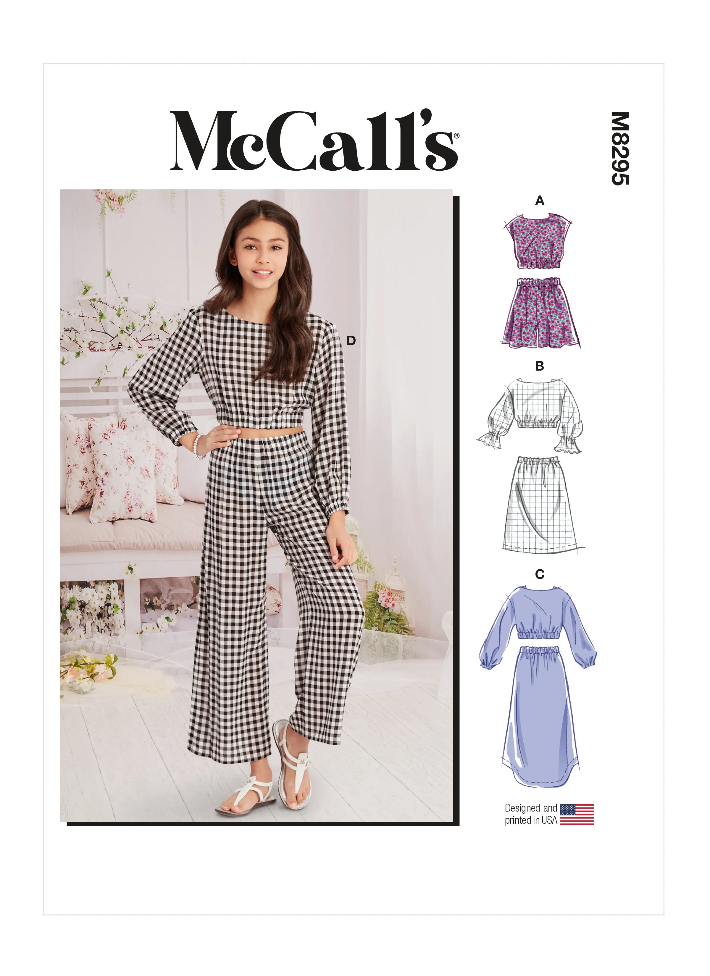 McCalls 8295 Girls' Tops, Skirts, Shorts and Pants pattern
