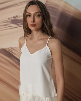 Rareism Women Slipo Off White Sleeveless Solid Knee Length Inner Wear