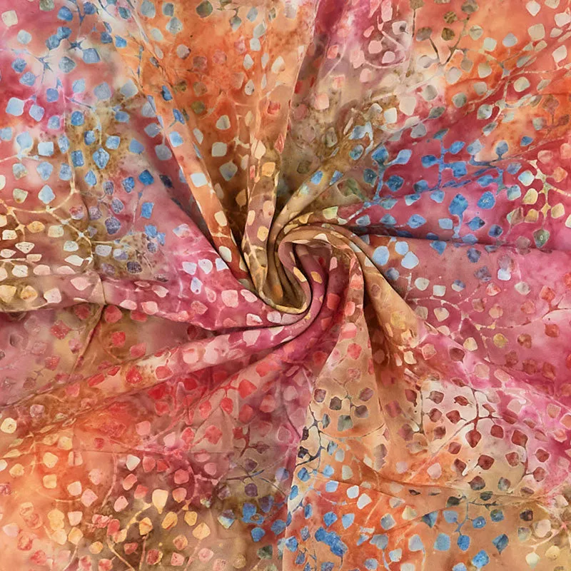 Rayon Batik Prints - Autumn Fire Gardenista Vine Rayon Batik Fabric