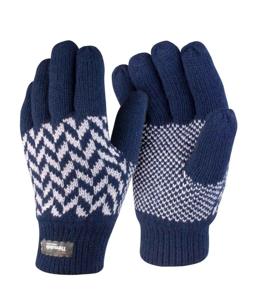 Result Pattern Thinsulate™ Gloves | Navy/Grey