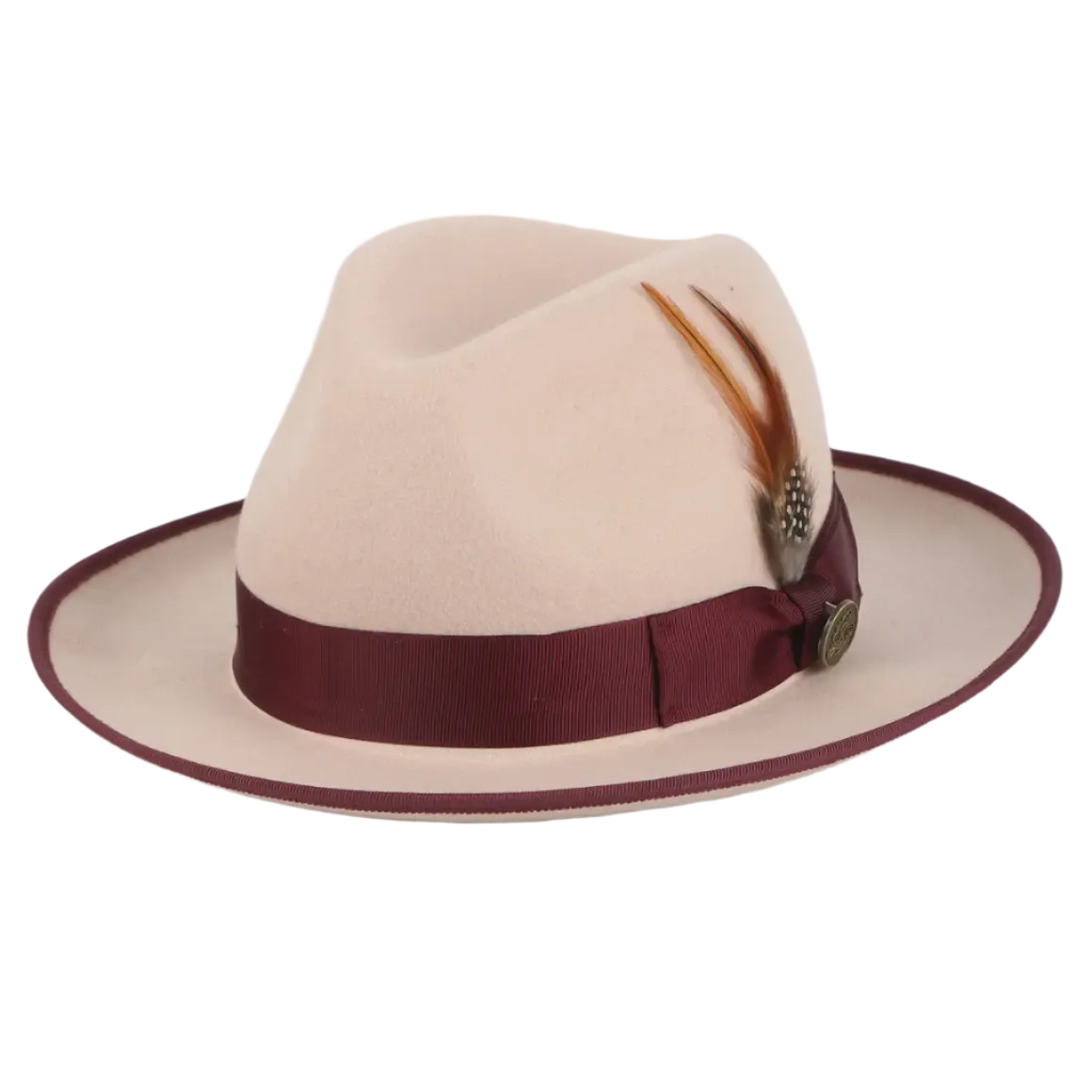 Rose-Brown Brim Trim Steven Land Men's Australian Wool Hat Style-The Domingo