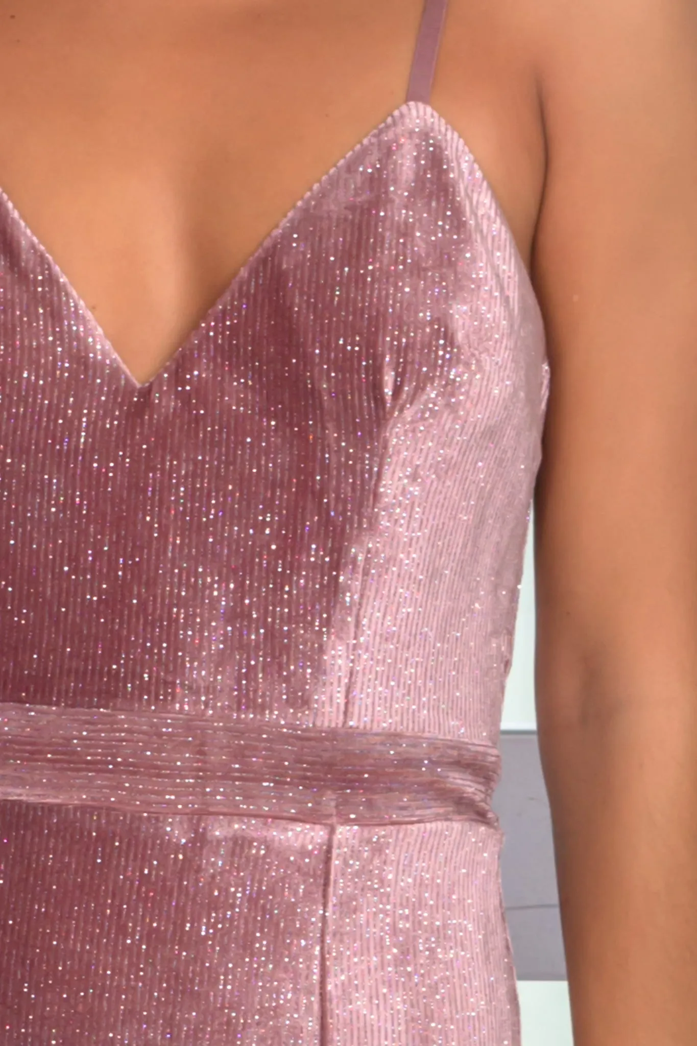 Rose Velvet Shimmer Maxi Dress