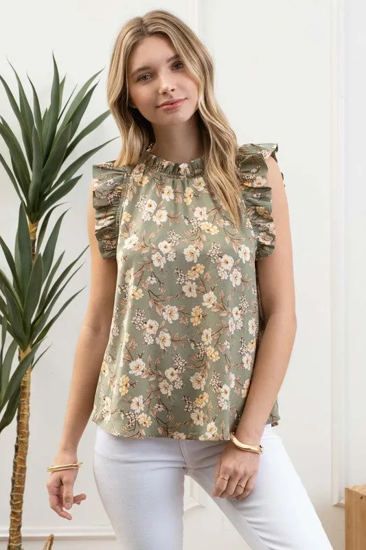 Sally Floral Ruffle Top