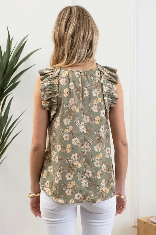 Sally Floral Ruffle Top
