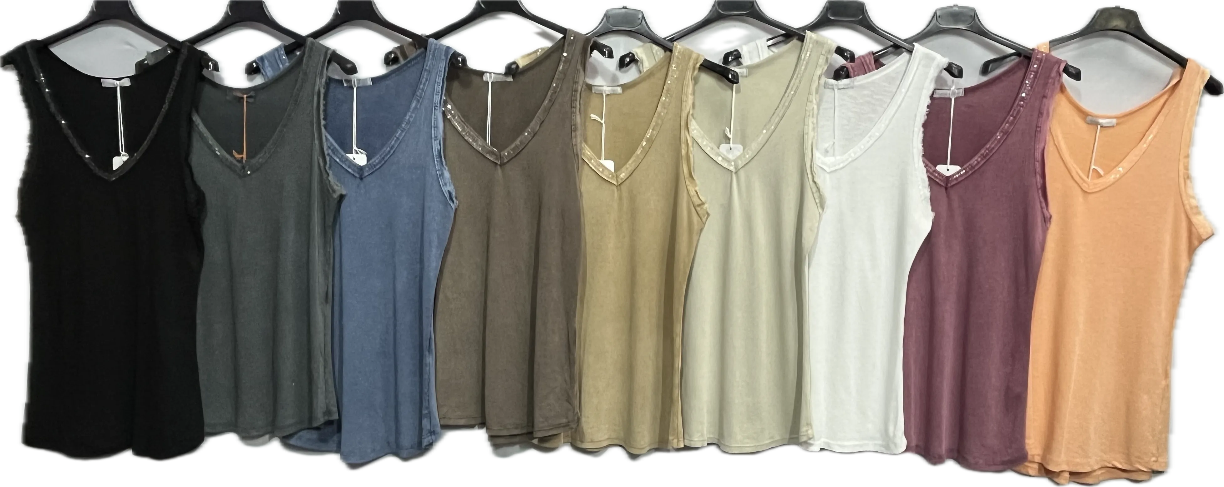 Sequin V-Neck Tank Tops