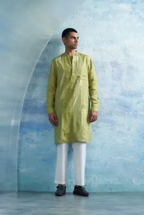Sheen Green Stripe Kurta Set