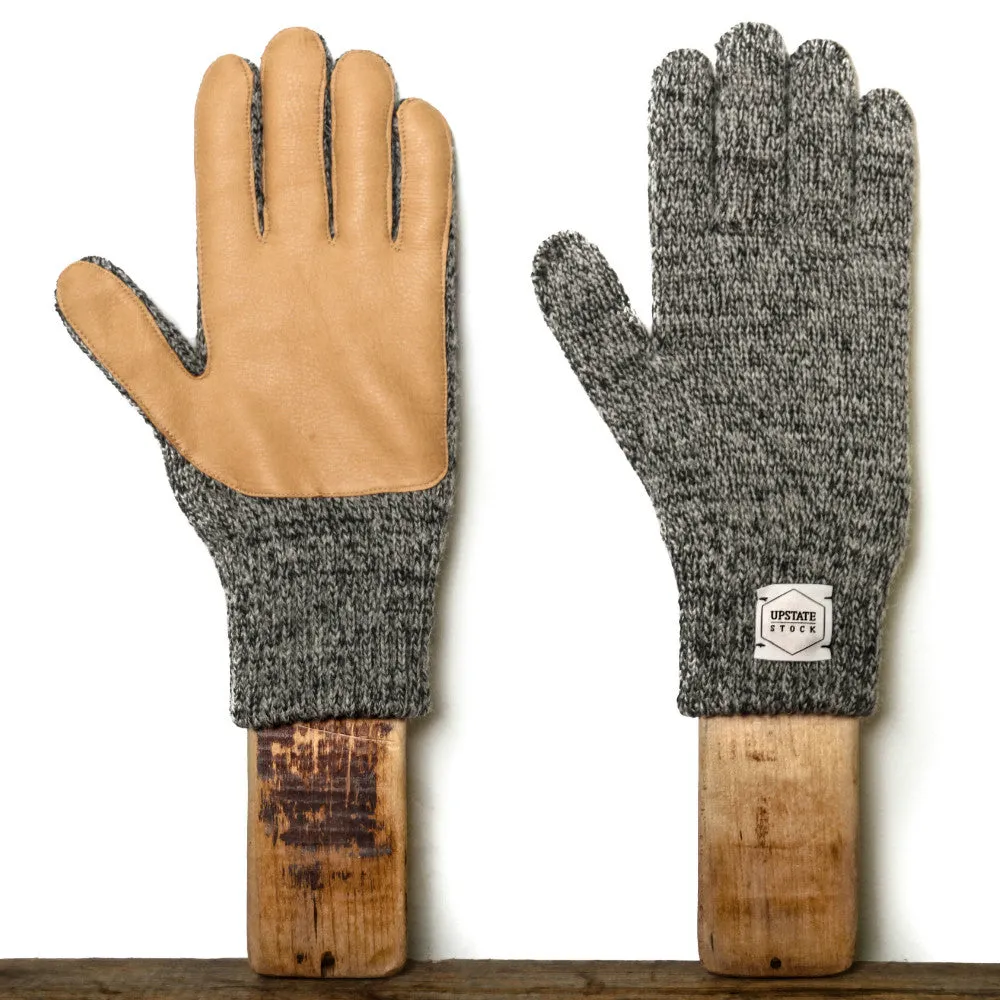 Upstate Stock Ragg Wool Glove with Natural Deer - Charcoal Melange