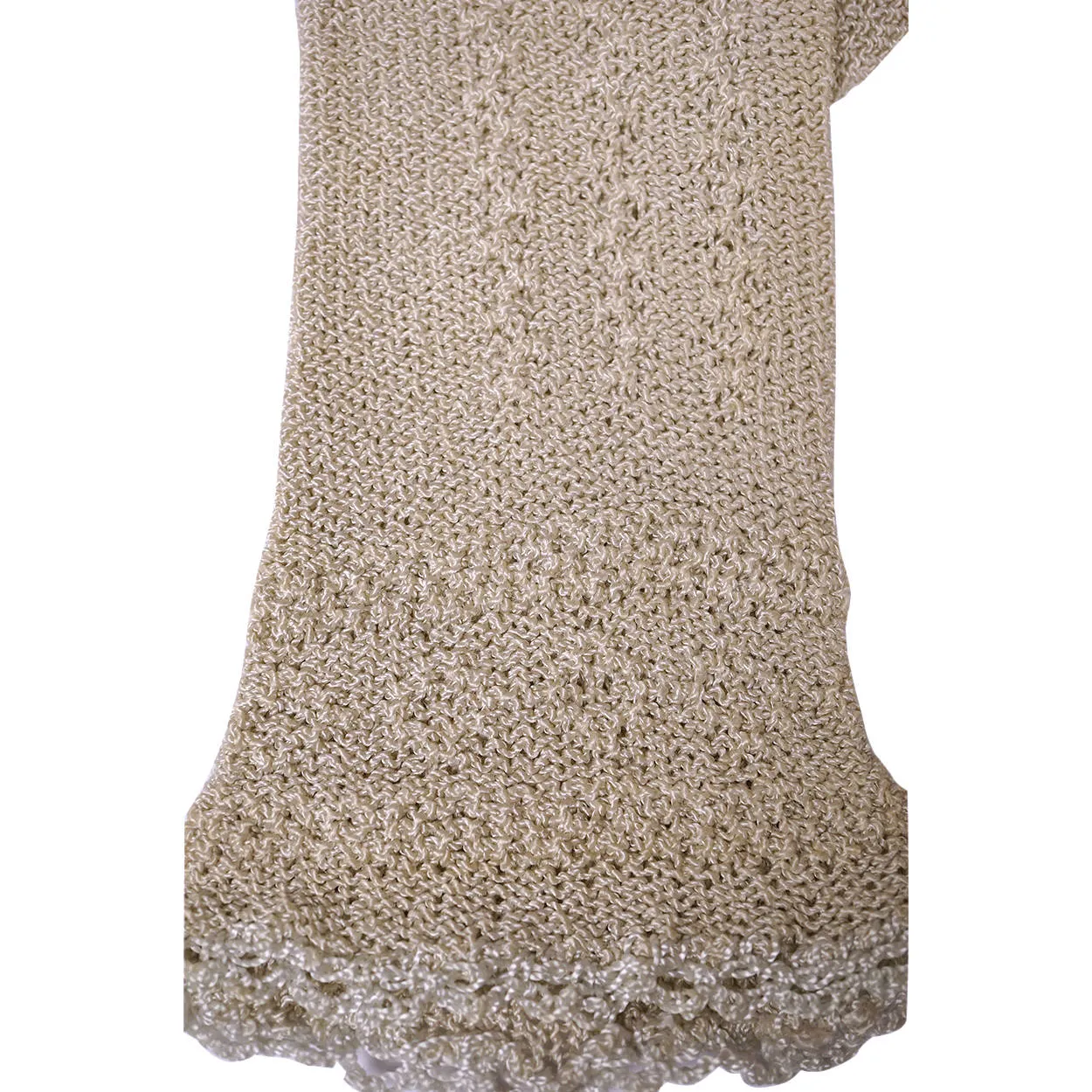 Vintage Fine Crochet Knitted Lace Gloves Grey Hand Made Ladies Size Medium 7