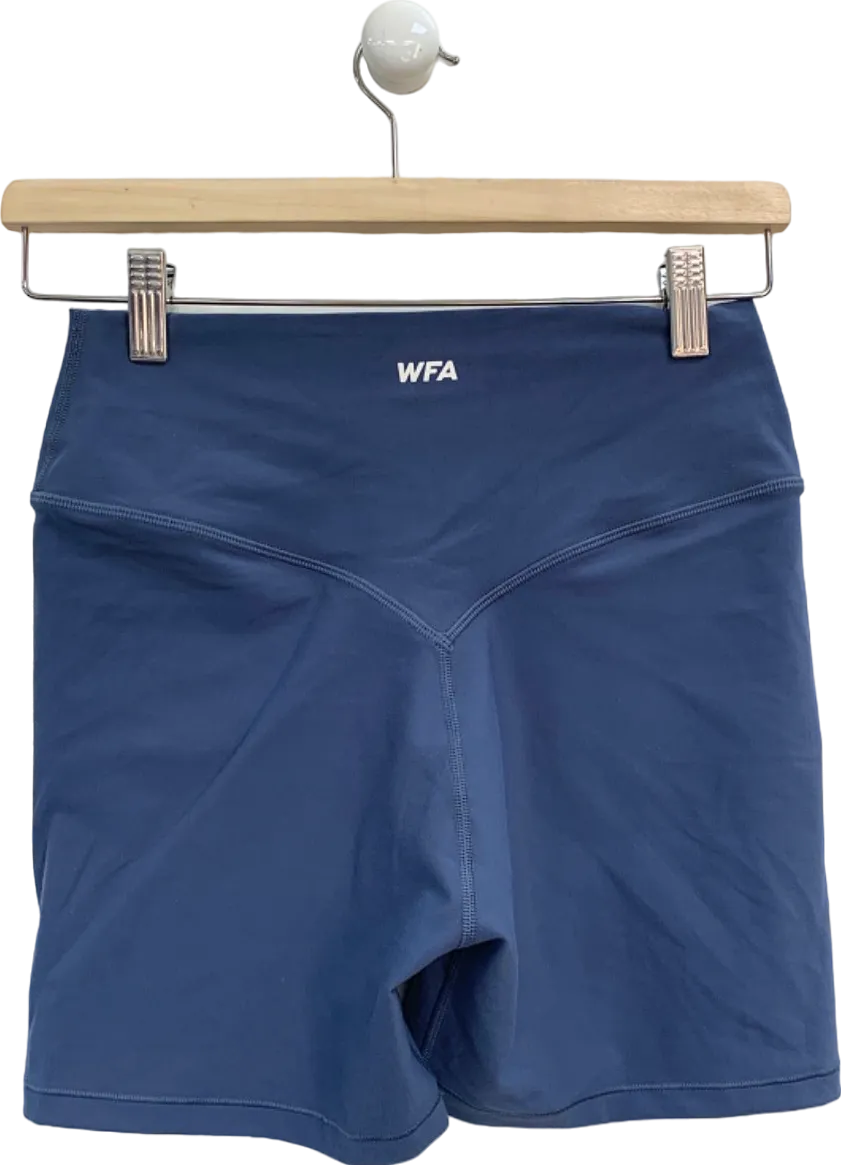 White Fox Active Navy Blue High-Waisted Workout Shorts UK M