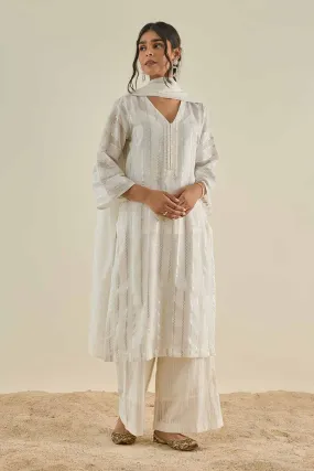 White Shimmer Kurta Set