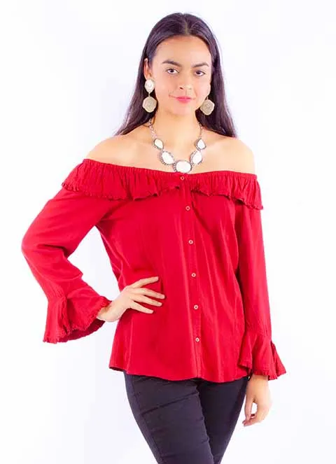 Women's Honey Creek Collection Blouse: Off The Shoulder Ruffles