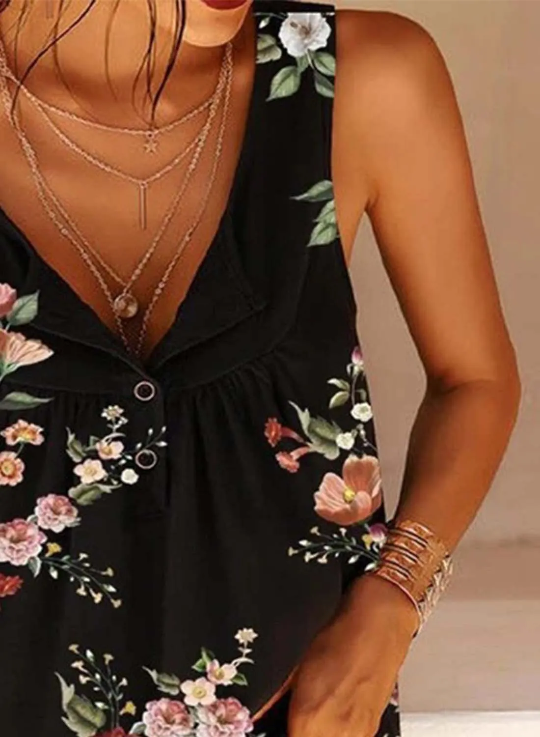 Women's V Neck Floral Tank Tops