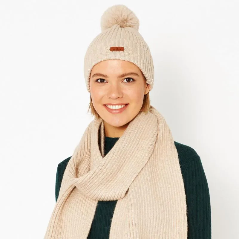 Wool Faux Fur PomPom Hat in Mocha