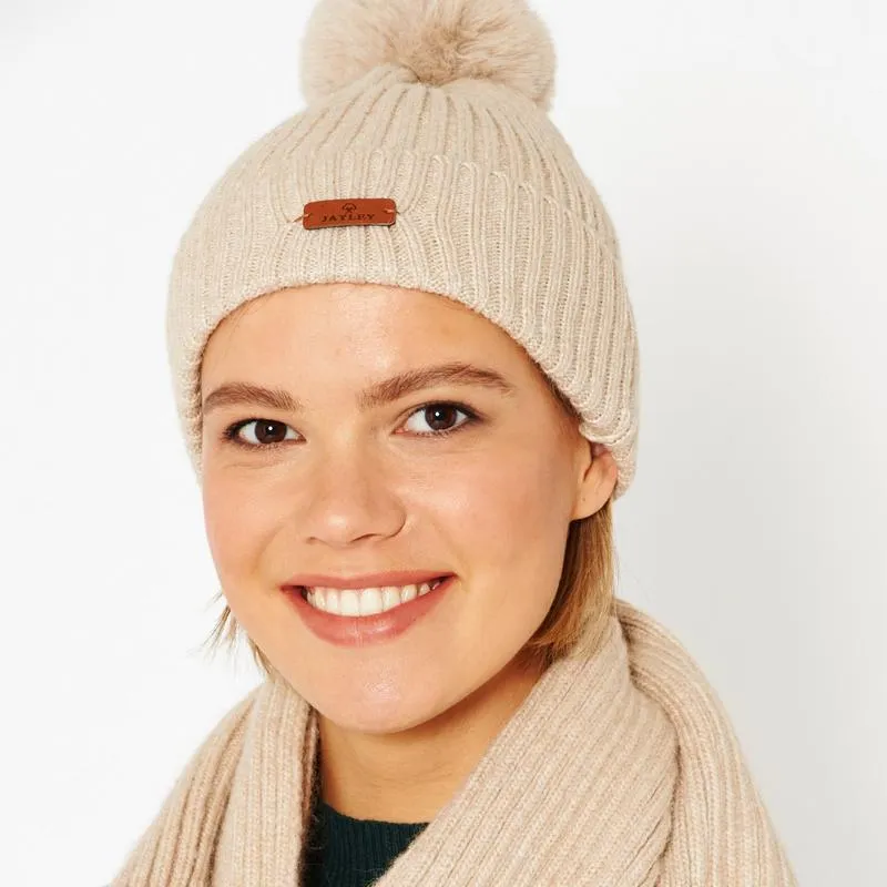 Wool Faux Fur PomPom Hat in Mocha