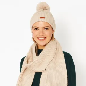 Wool Faux Fur PomPom Hat in Mocha