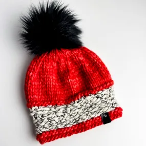Wool Hat | Poppy   White Speckle   Black Pom